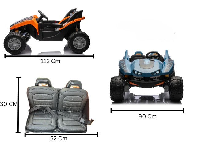 Shark Dune Racer 24V | 4x4 | 2-Seater | Electric Dune Buggy | Rubber Wheels | Leather Seats | Metal Chassis
